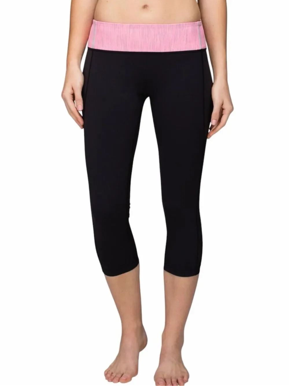 LULULEMON Breathe Easy Crop Legging Black Wee Are From Space Neon Pink Opal 4